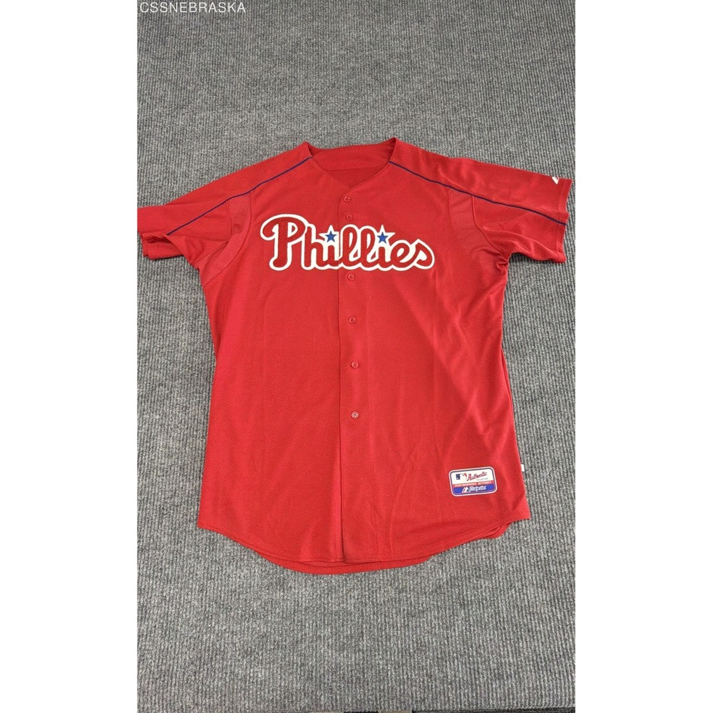 Majestic Philadelphia Phillies MLB Authentic On-Field Red Jersey Mens XL 50